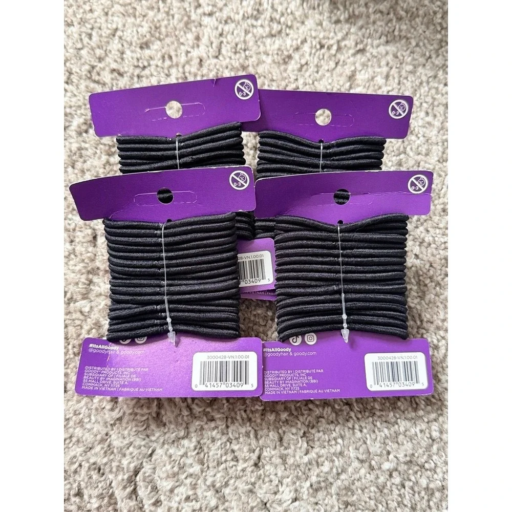 Goody Ouchless Black Hair Elastics 17ct Pack of 4 -‎ Hair Ties Bundle